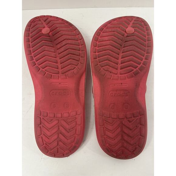 Crocs Sandals Mens 6 Womens 8 Beach Flip Flops Thong Slip On Pink Rubber Flats - Picture 6 of 7